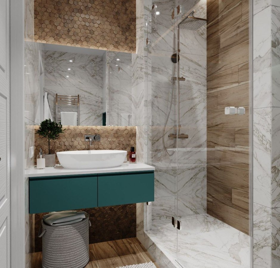 Ванная плитка под дерево и мрамор