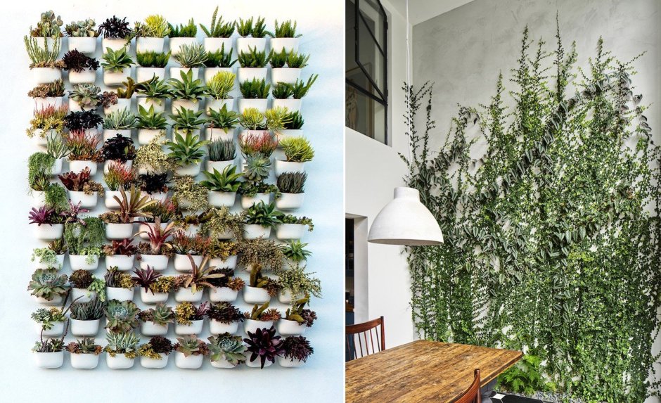 Декор стен искусственными цветами