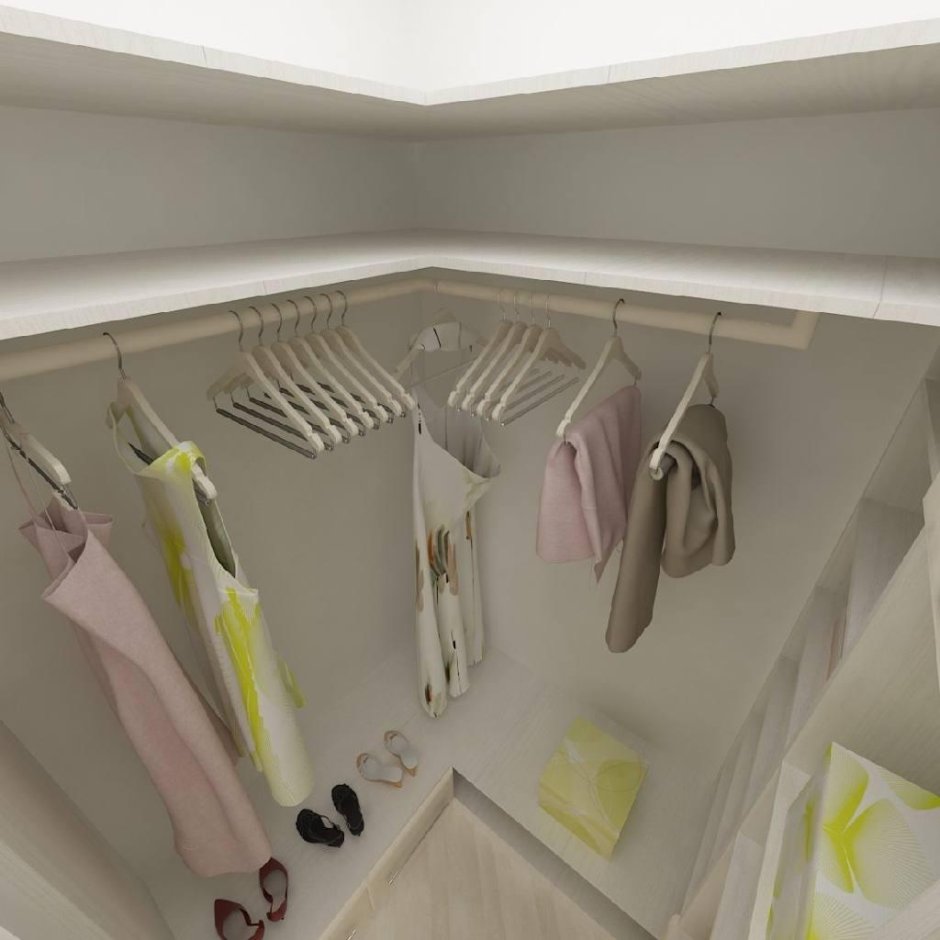 Угловая штанга в гардеробной