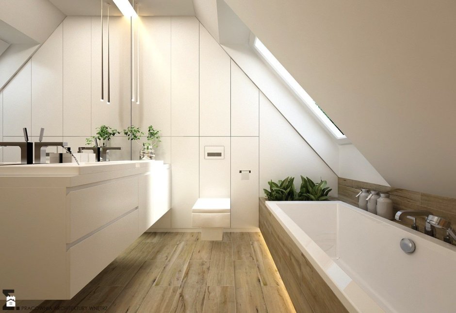 Угловая ванная на мансарде