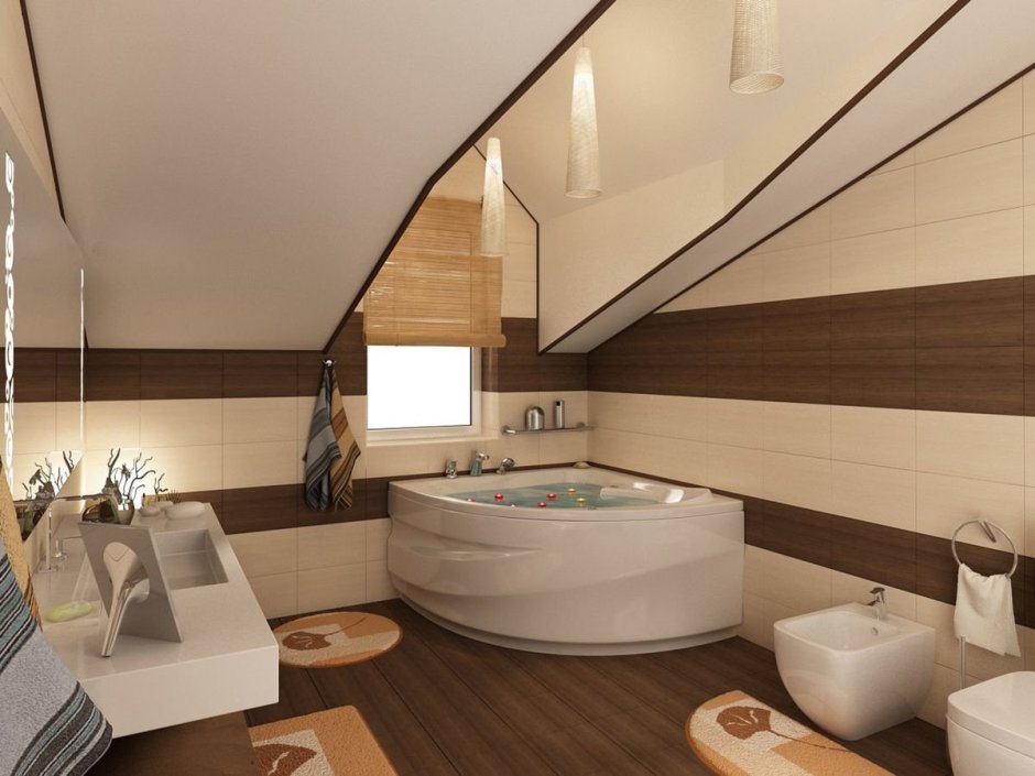 Ванная мансарда в деревянном доме