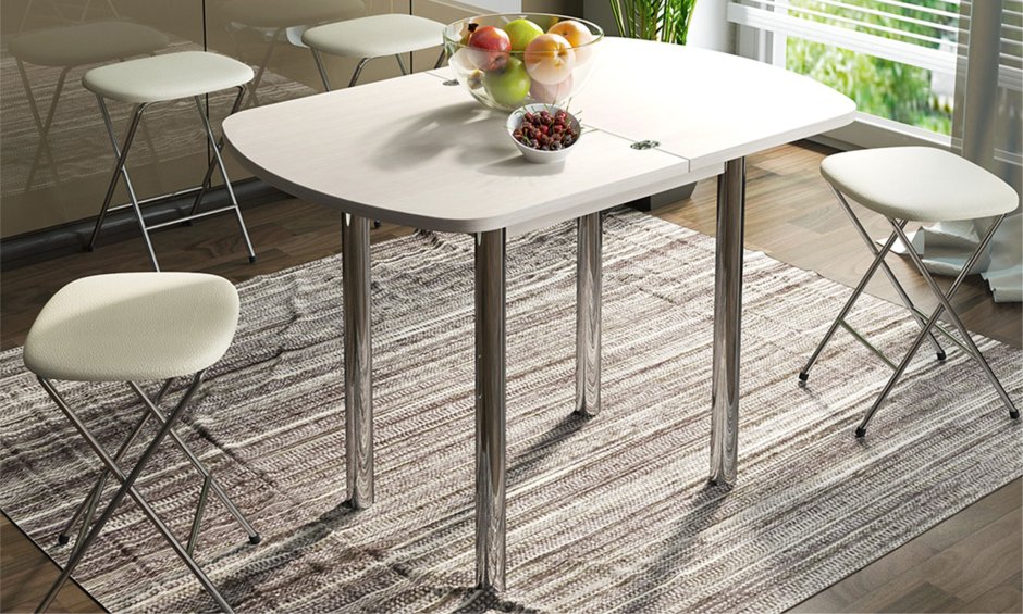 Стол приставной-раздвижной на опоре брифинг-хром