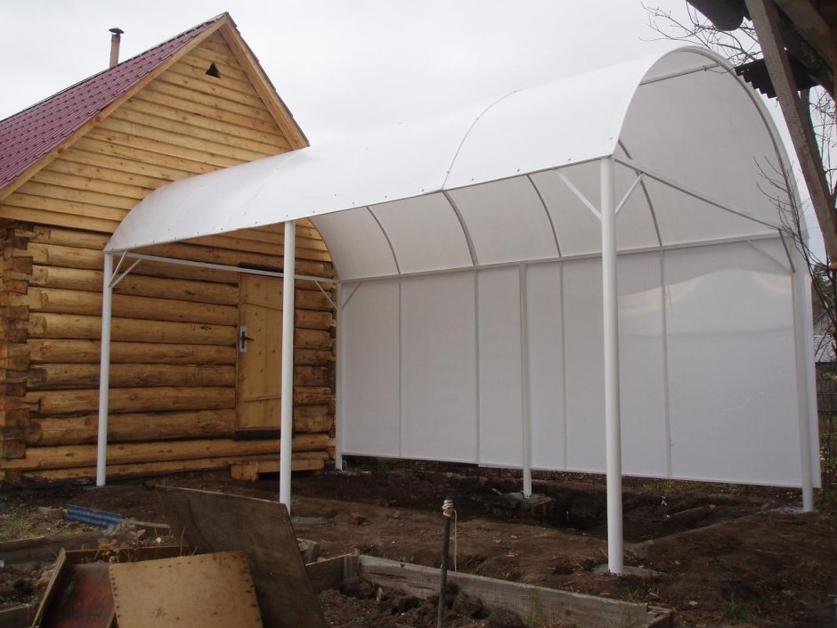 Навес для дачи из ПВХ труб