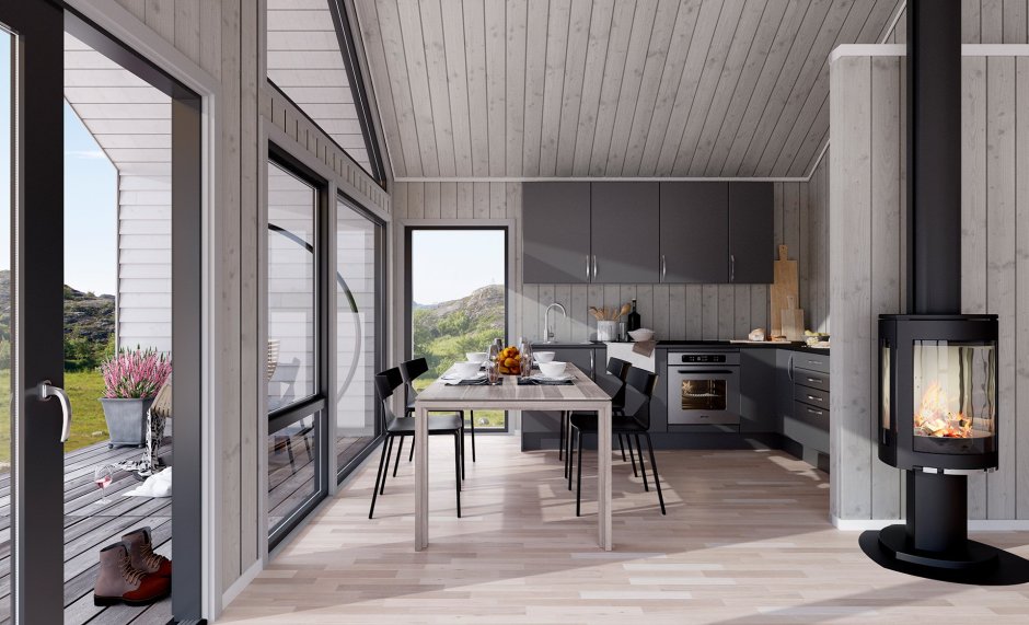 Барнхаус внутри внутри интерьер