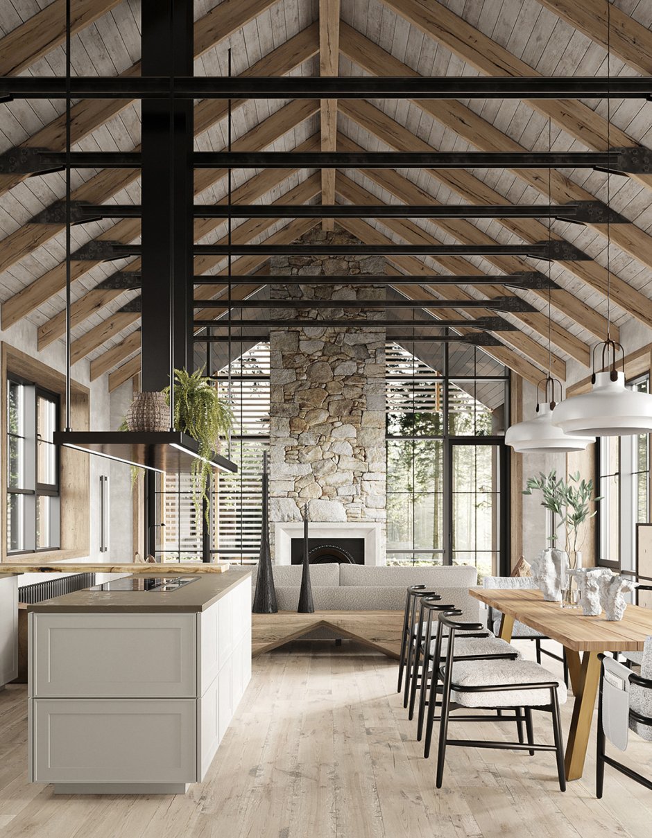 Барнхаус с панорамными окнами