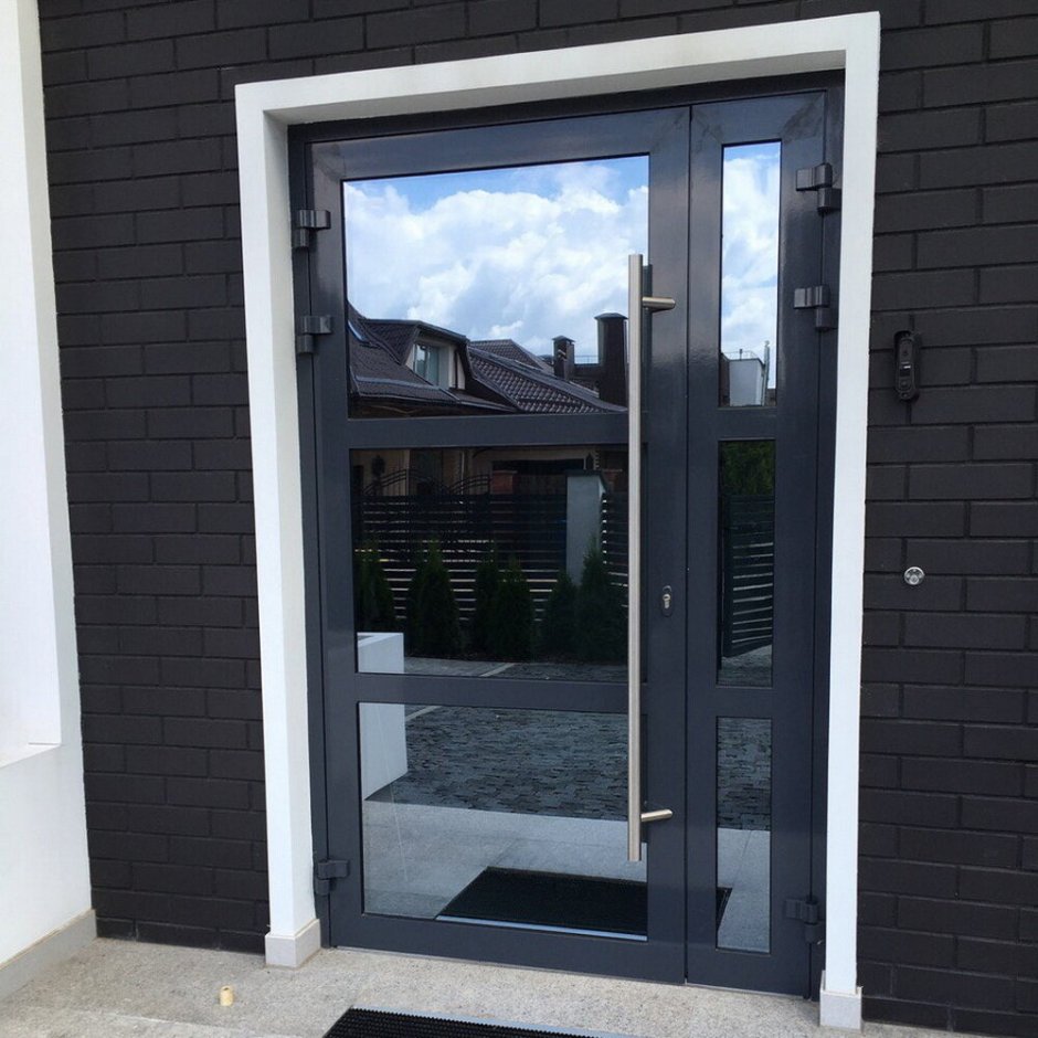 Черная металлопластиковая дверь