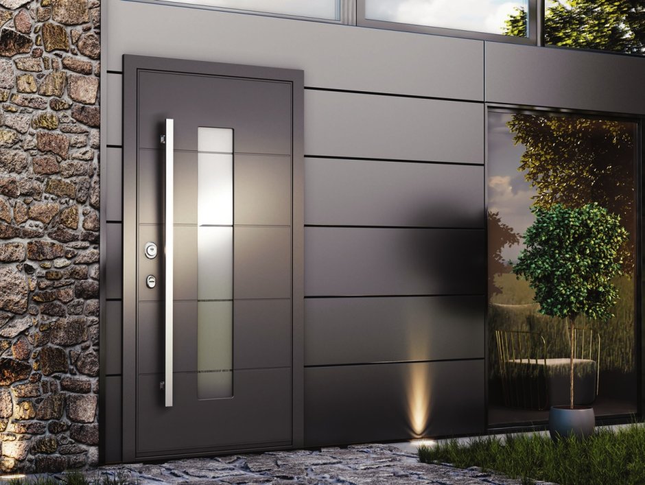 Алюминиевые входные двери в частный дом