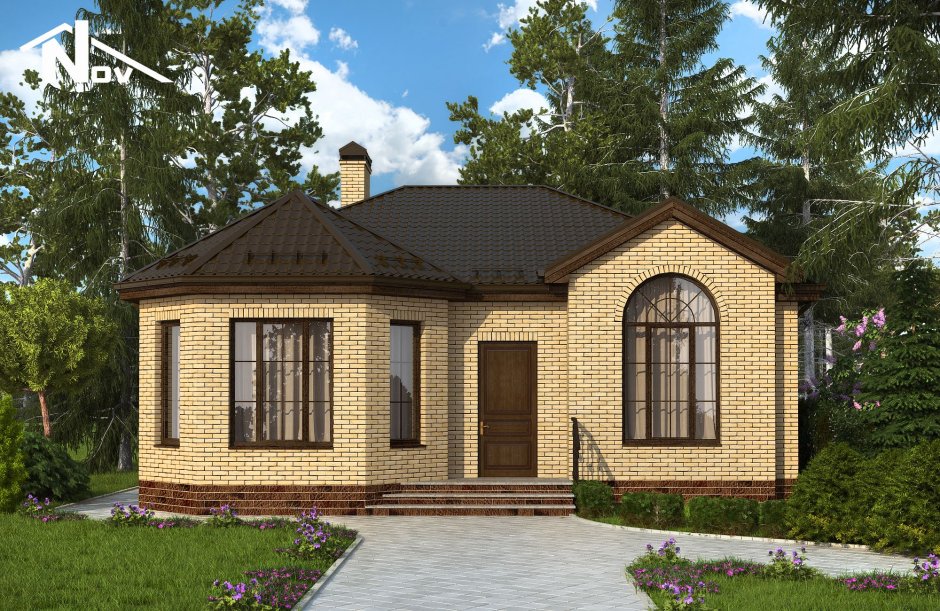 Одноэтажный дом 100м2 солома шоколад