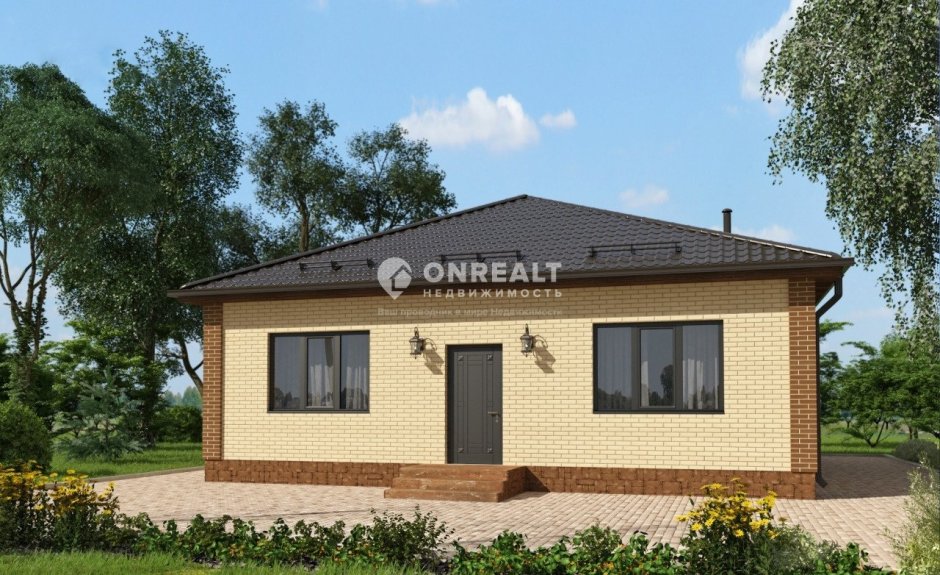 Одноэтажный дом 100м2 солома шоколад