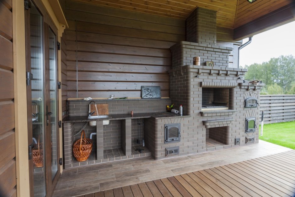 Беседка с помпейской печью и мангалом
