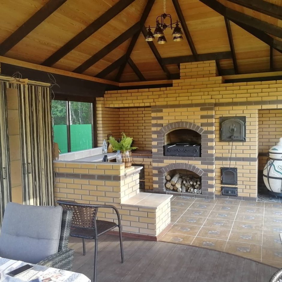 Фазенда террасы беседки барбекю