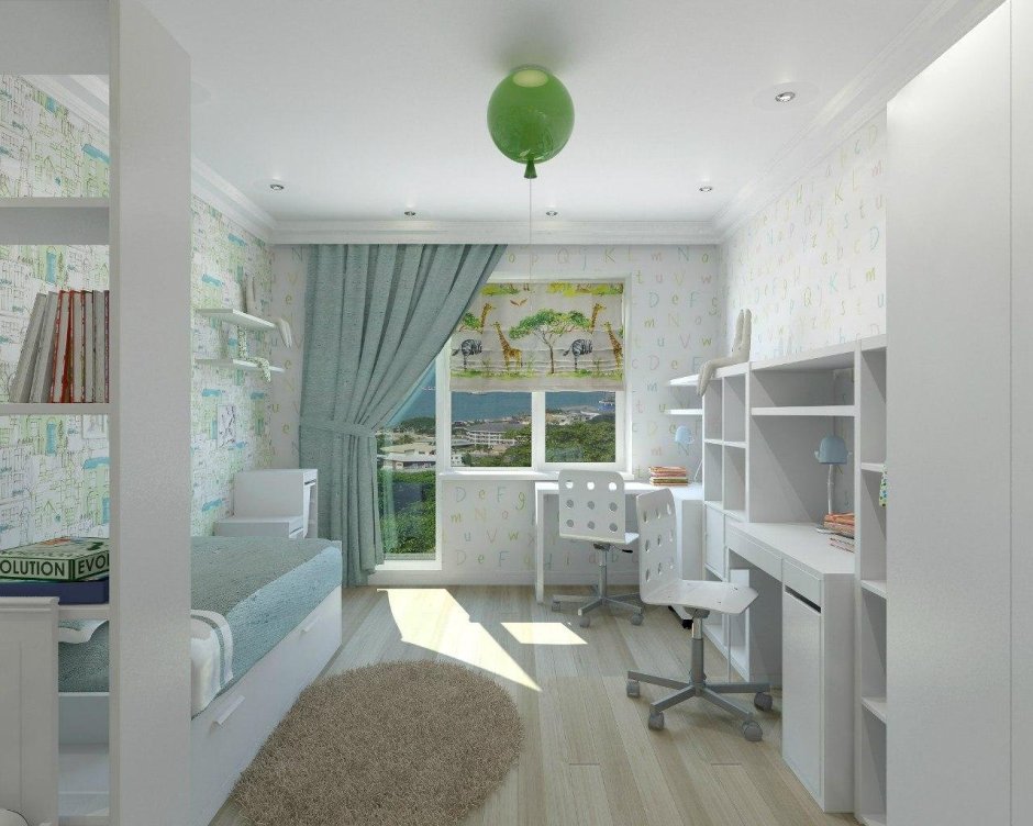 Детская комната для двоих разнополых 18 кв.м икеа