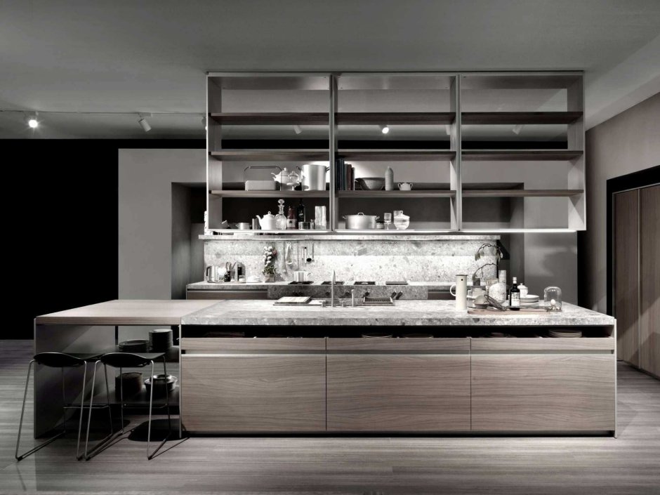 Современные кухни со стеклянными фасадами