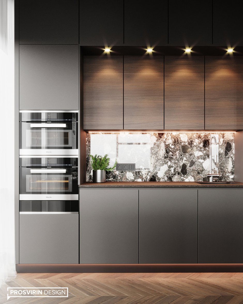 Современная кухня со стеклом