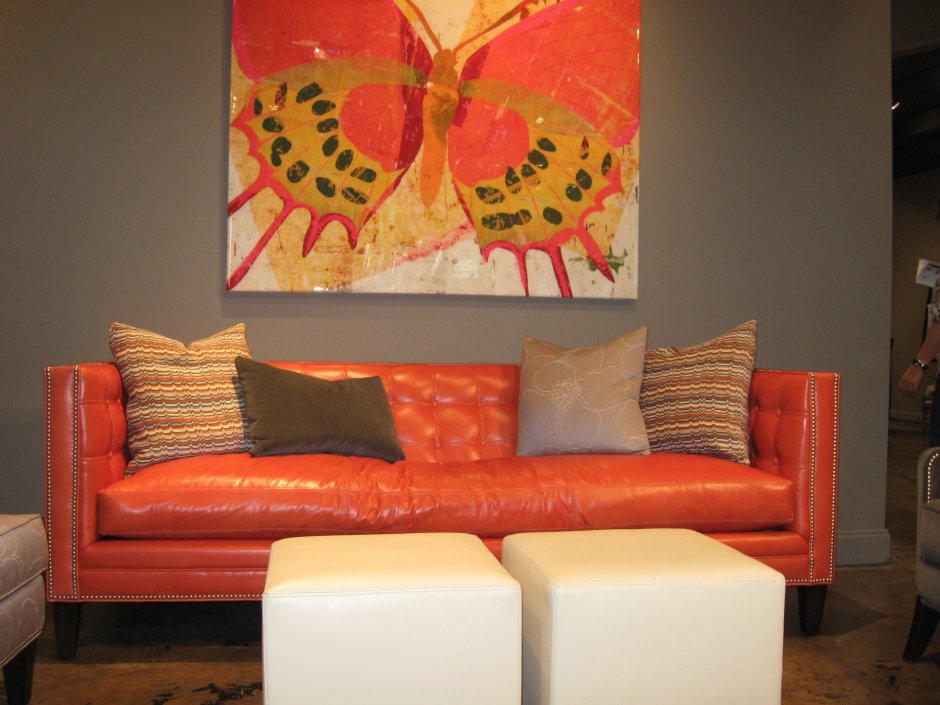 Оранжевая картина в интерьере
