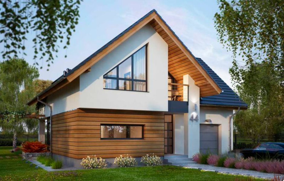Мансардный дом с двухскатной крышей
