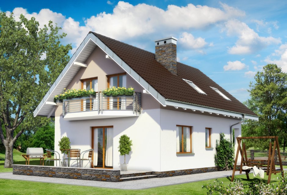 Дом с мансардой и террасой 120кв