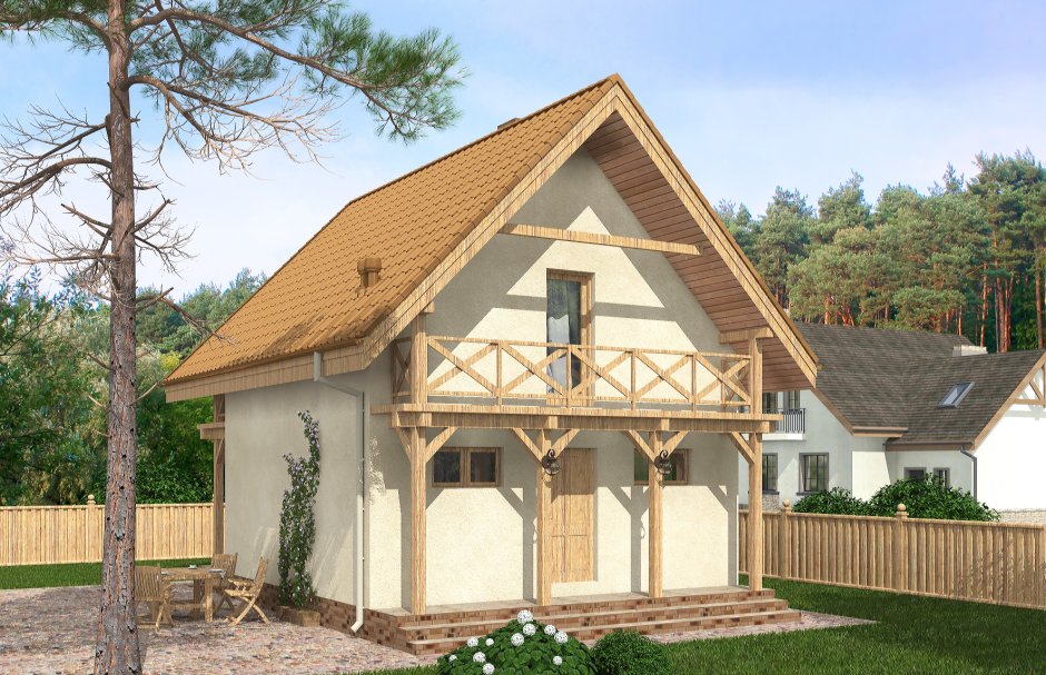 Мансардный дом с балконом