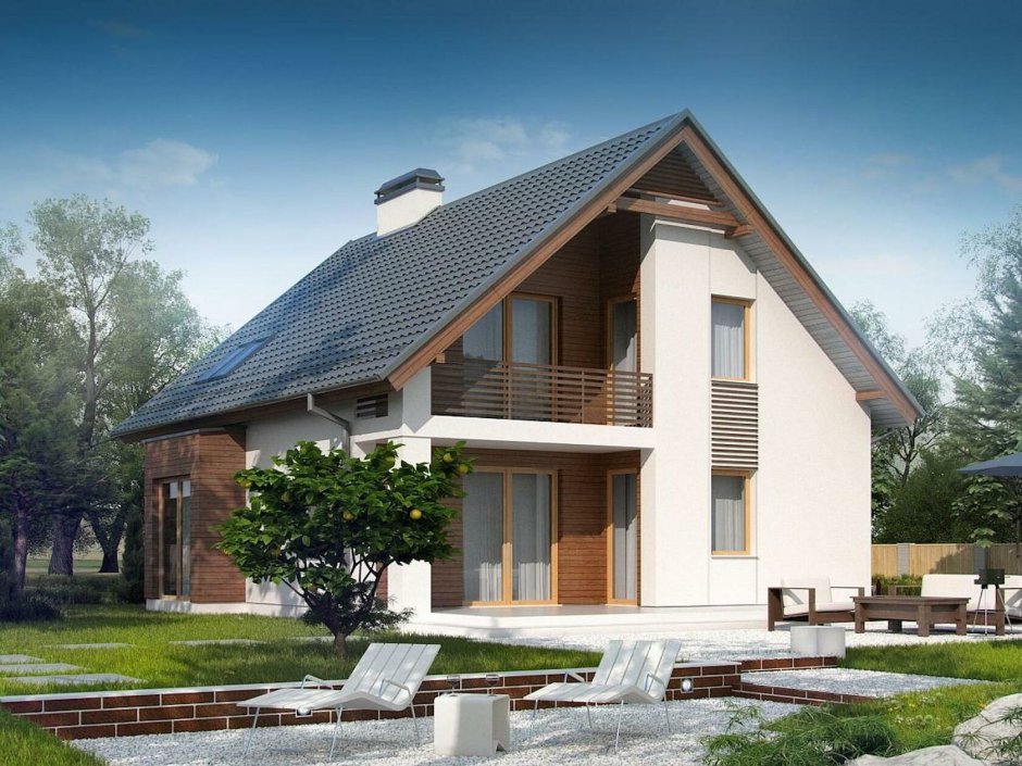 Красивые дома с двухскатной крышей