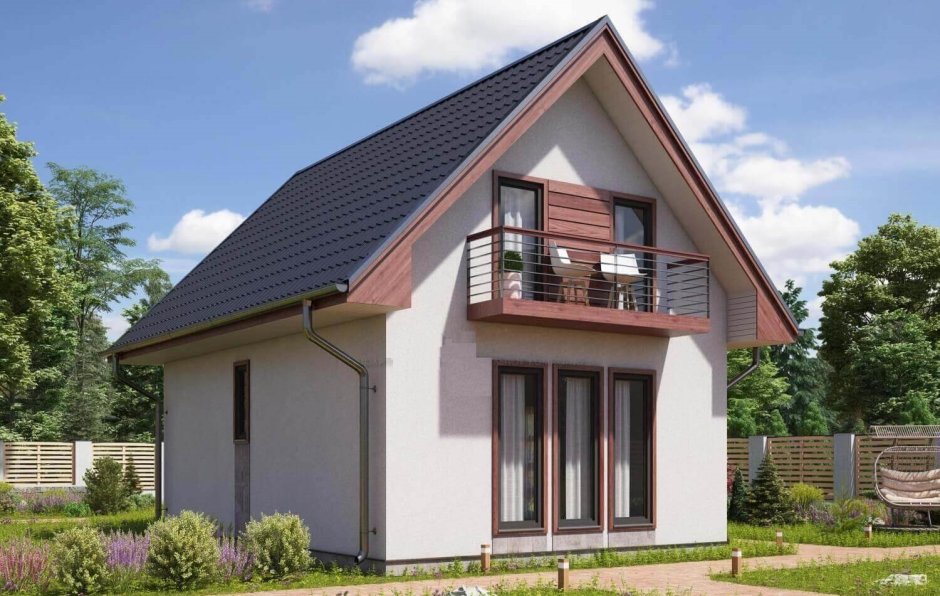 Дом с балконом под крышей