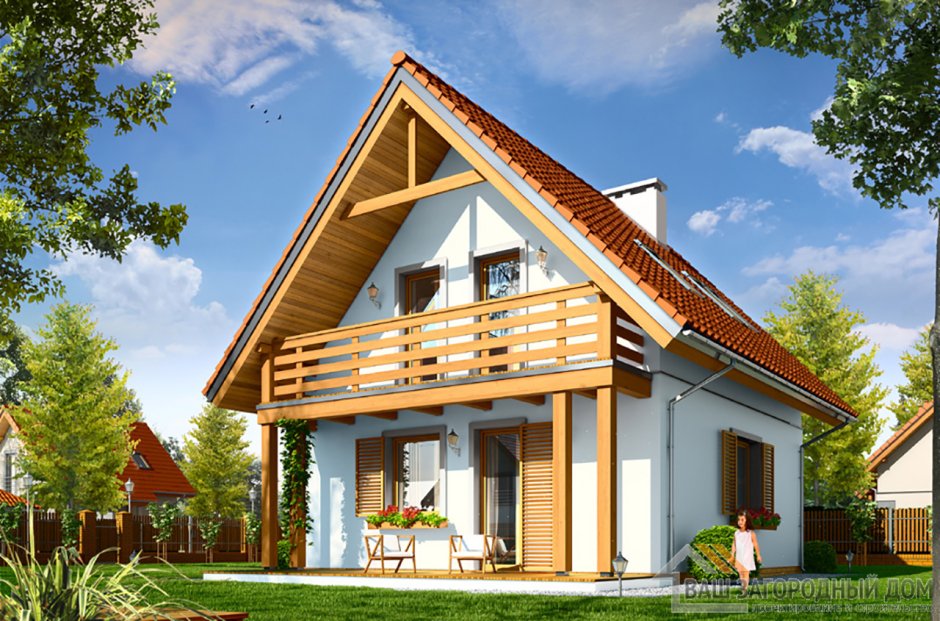 Дачный дом с двухскатной крышей