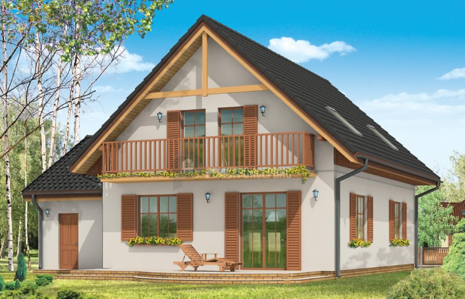 Дом с мансардой и террасой и гаражом 150м2