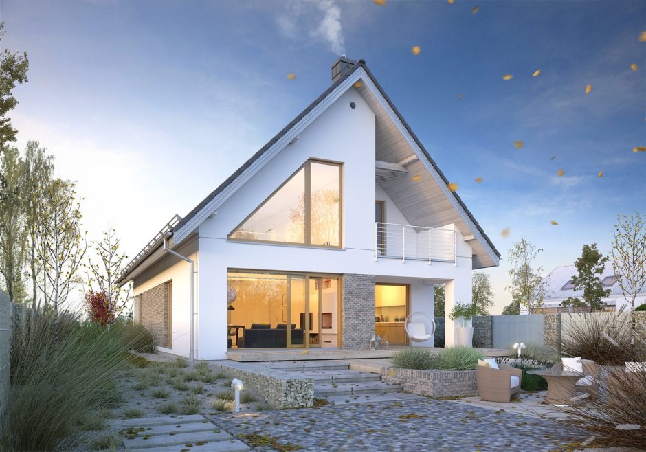 Мансардный дом с балконом