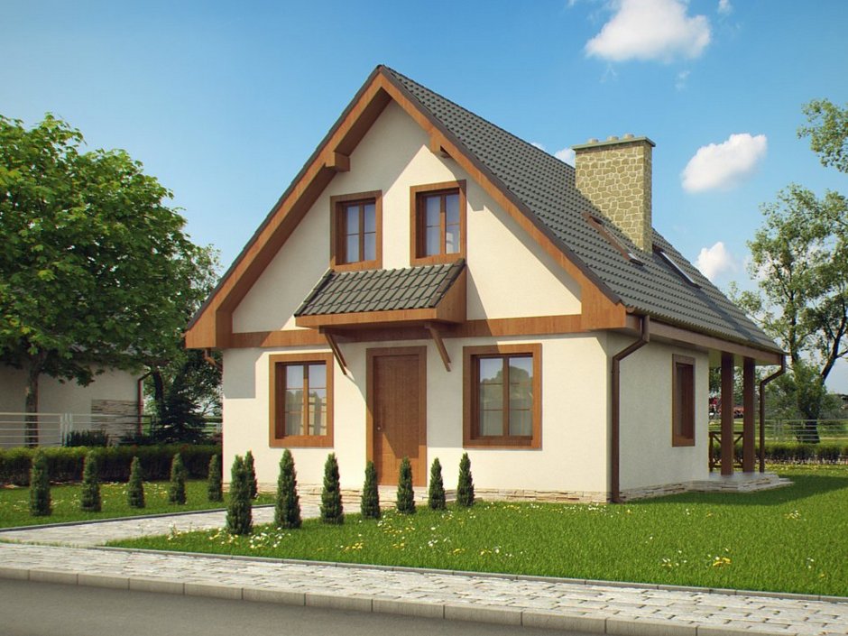 Одноэтажный дом с мансардой 150кв