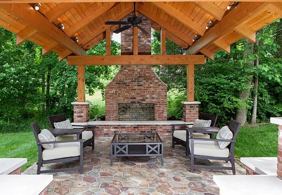 Пергола патио с мангалом