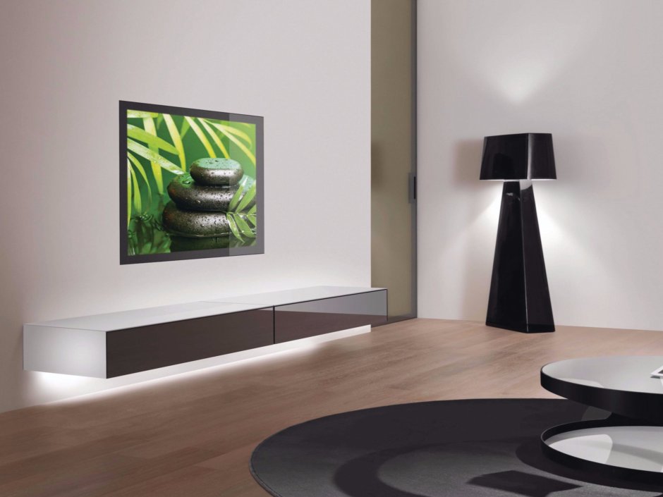 Подвесная тумба под телевизор с подсветкой