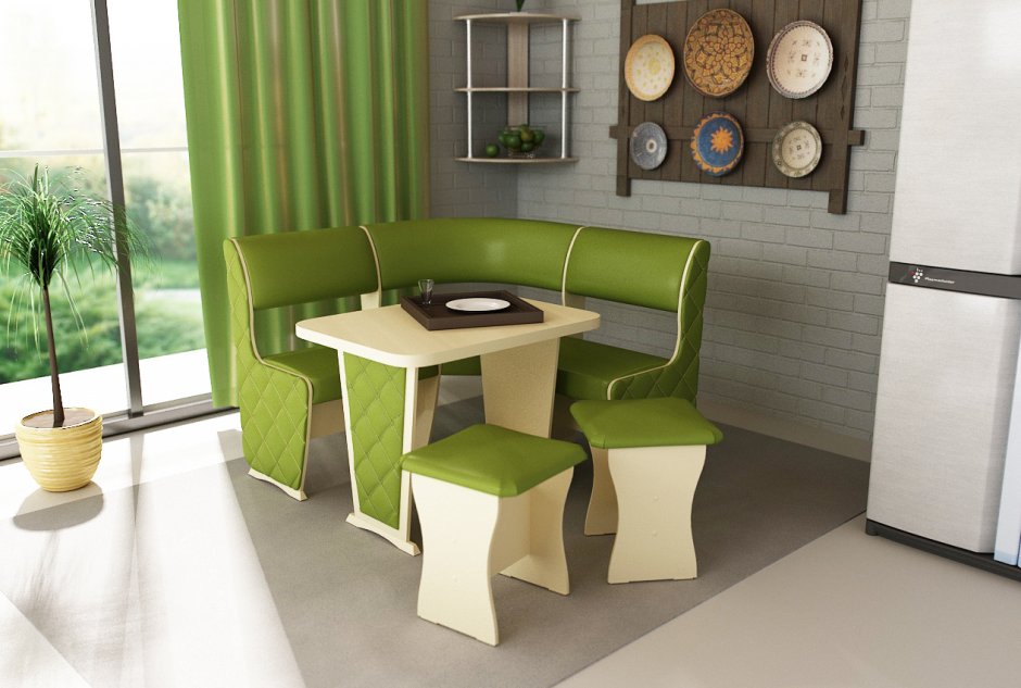 Маленькая угловая кухня с барной стойкой