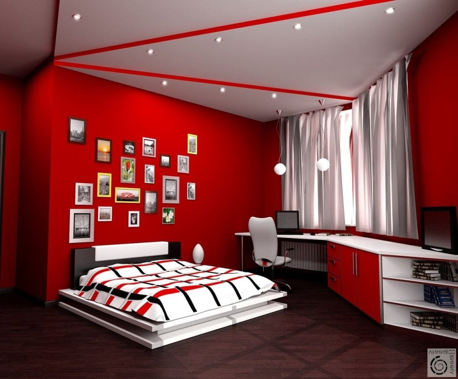 Черно красный интерьер комнаты