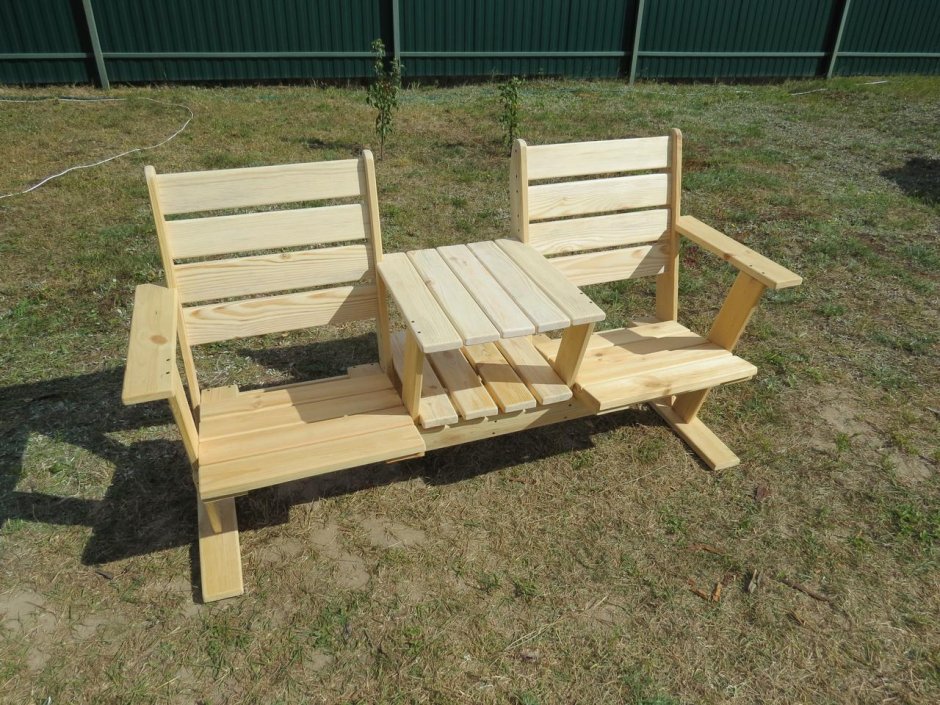 Скамейка со столиком для дачи