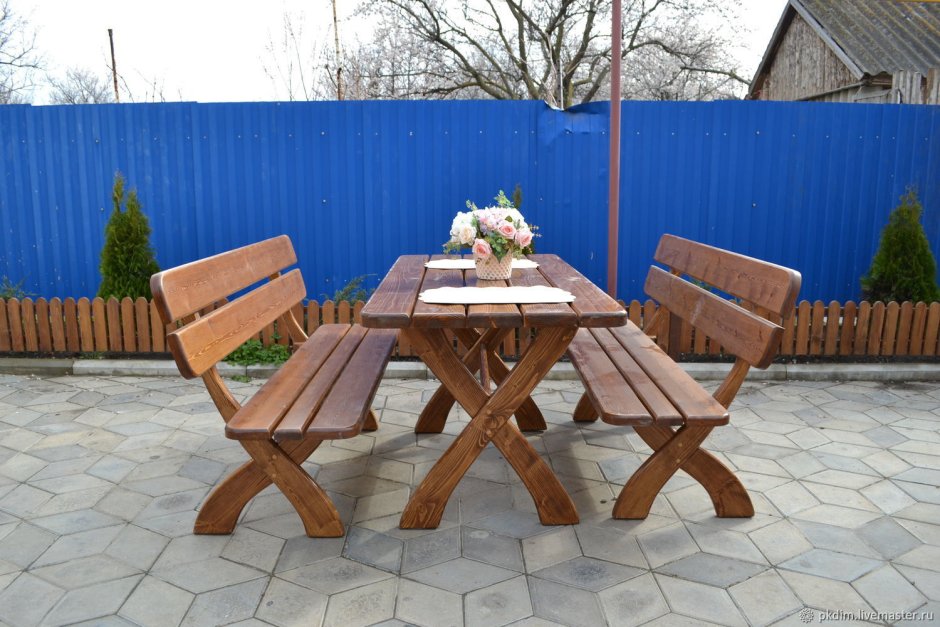 Стол со скамейками для дачи