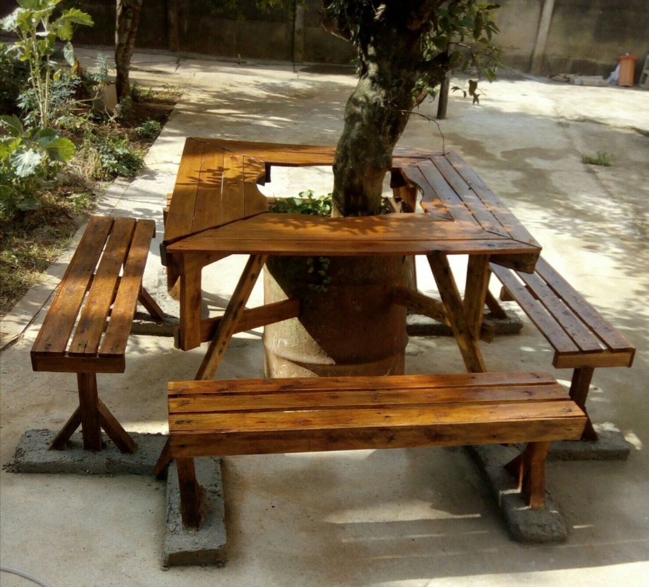 Столик вокруг дерева