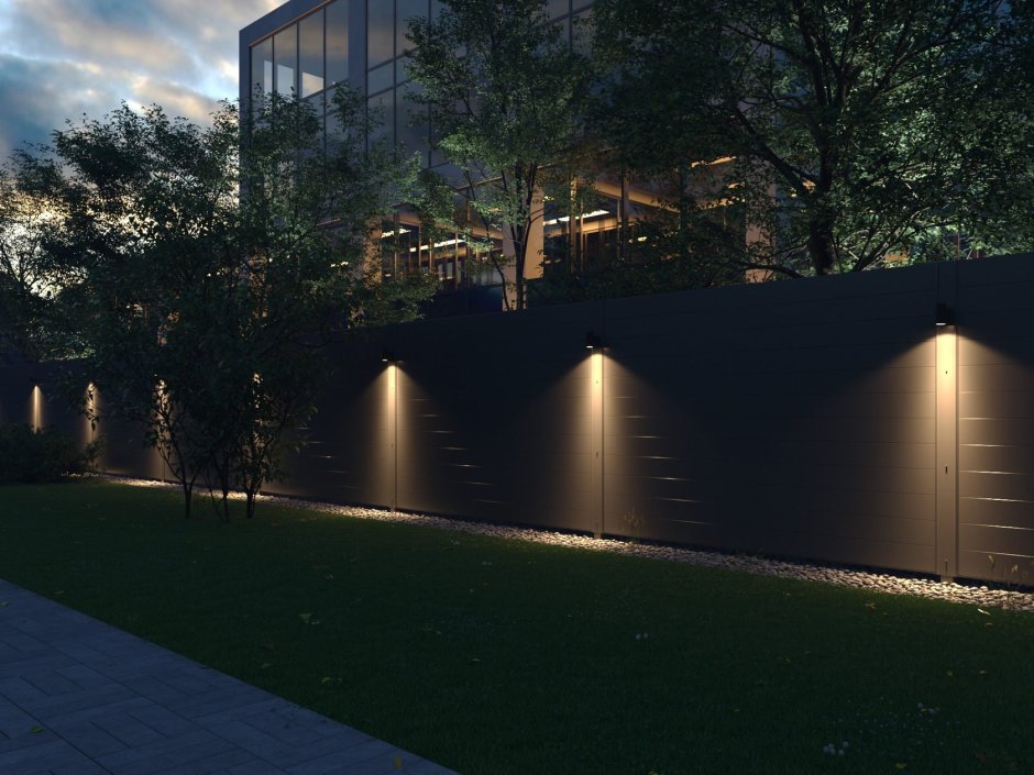 Освещение забора из профнастила