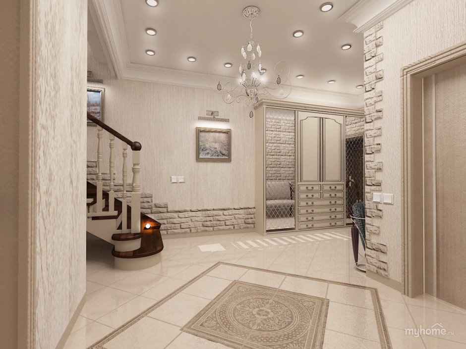 Большая прихожая в частном доме