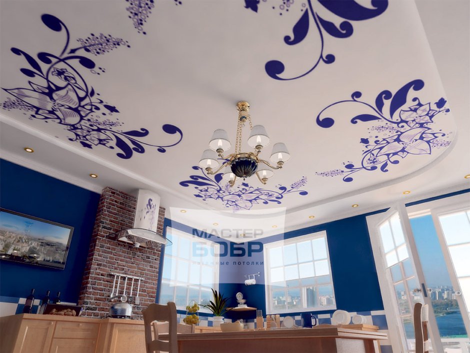 Натяжные потолки с узорами