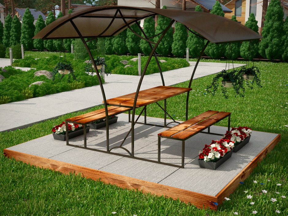 Скамейка с навесом