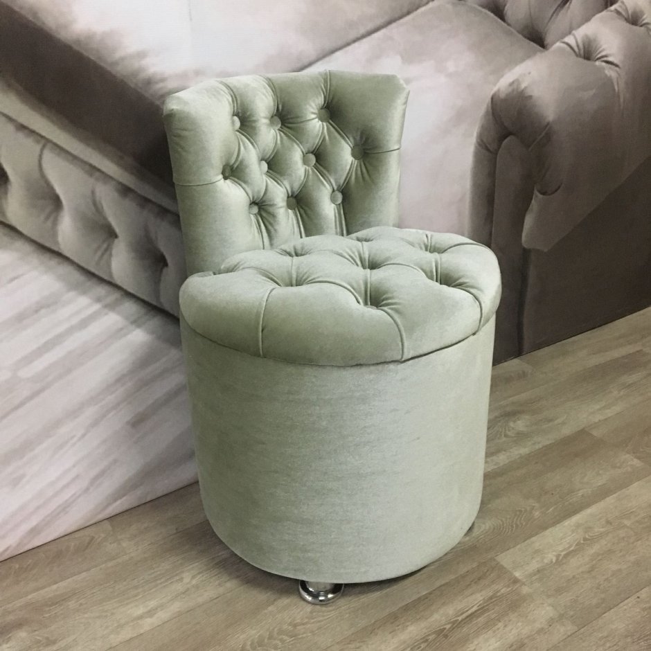 Круглый пуф со спинкой салатовый