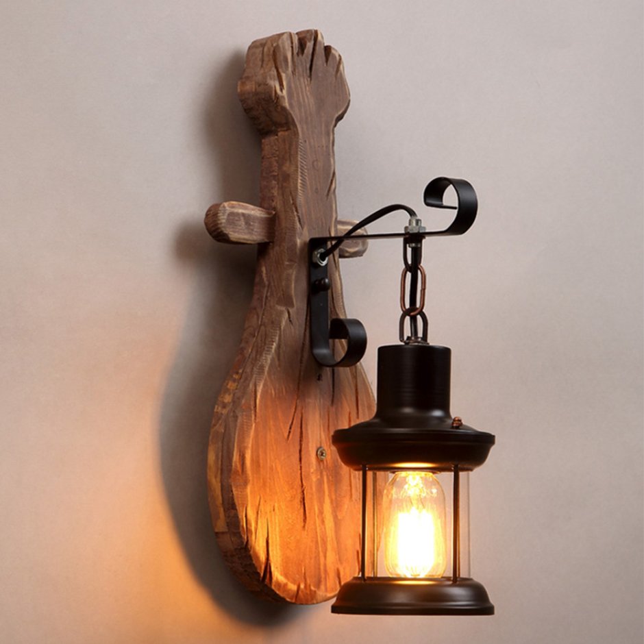 Деревянные бра в стиле лофт