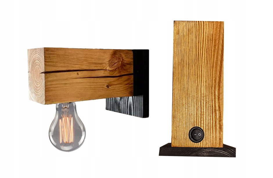 Светильник в стиле лофт из дерева