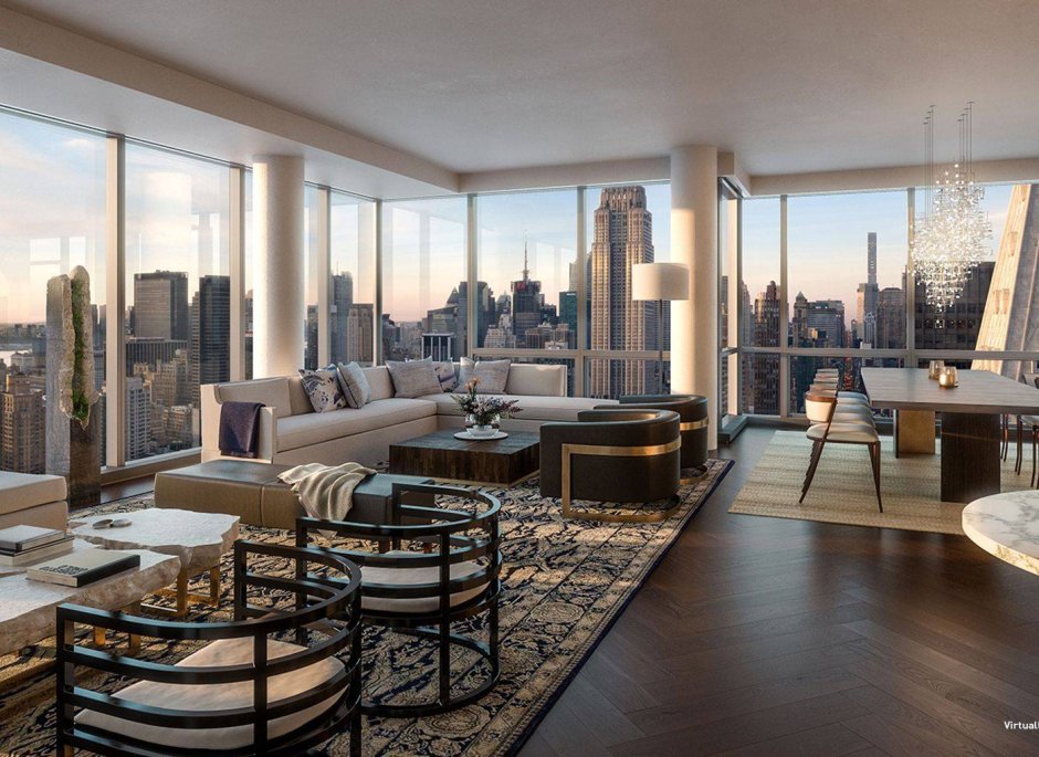 Красивые гостиные с панорамными окнами