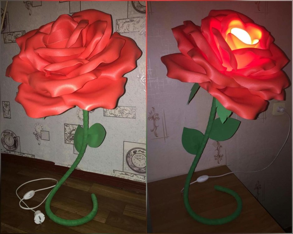 Светильник красная роза