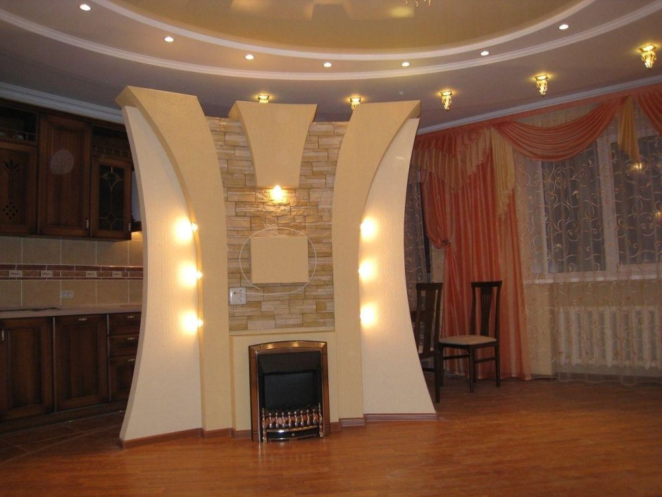 Арка в зал из гипсокартона в зале