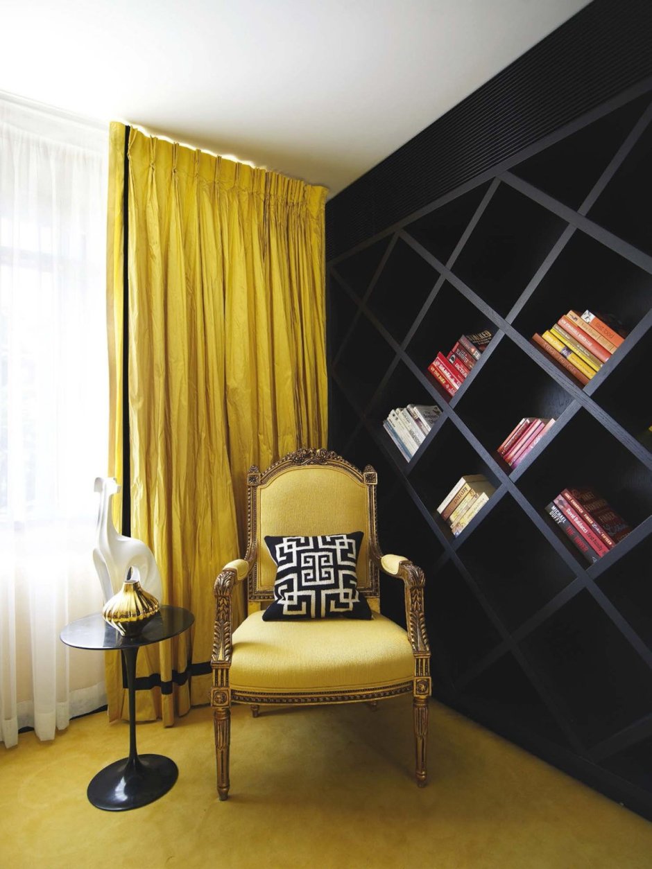 Занавески в горчичном стиле в комнату