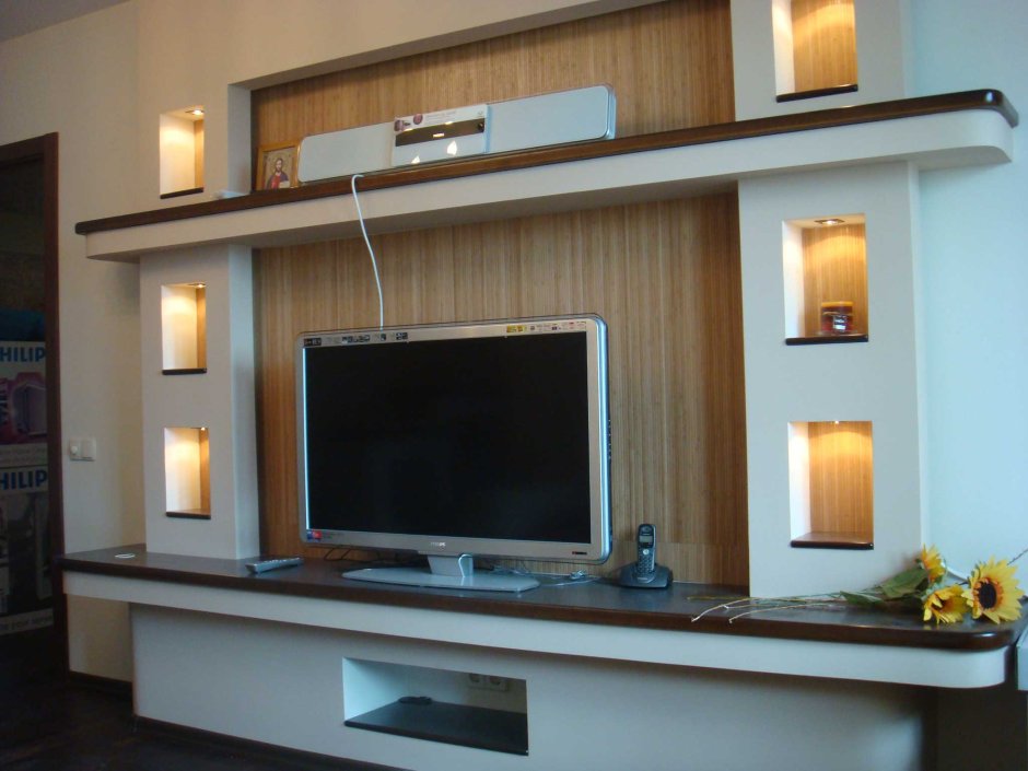 Ниши из гипсокартона под телевизор