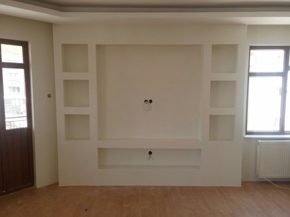 Стенка из гипсокартона под телевизор