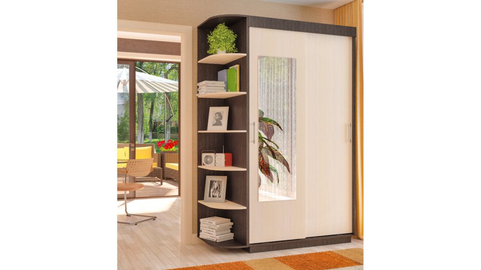 Шкаф-купе двухдверный пирамида "Шон-1" с зеркалом