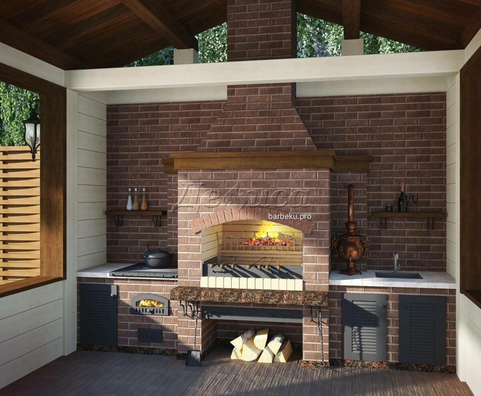 Уличное барбекю из кирпича